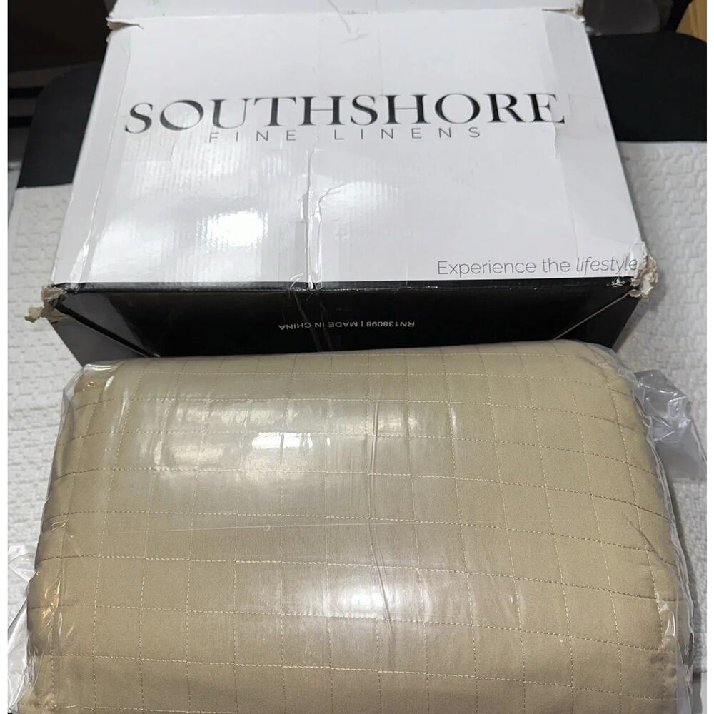 Stitched Embroidered 3-Pc Quilt Set Southshore Fine Linens California King Taupe